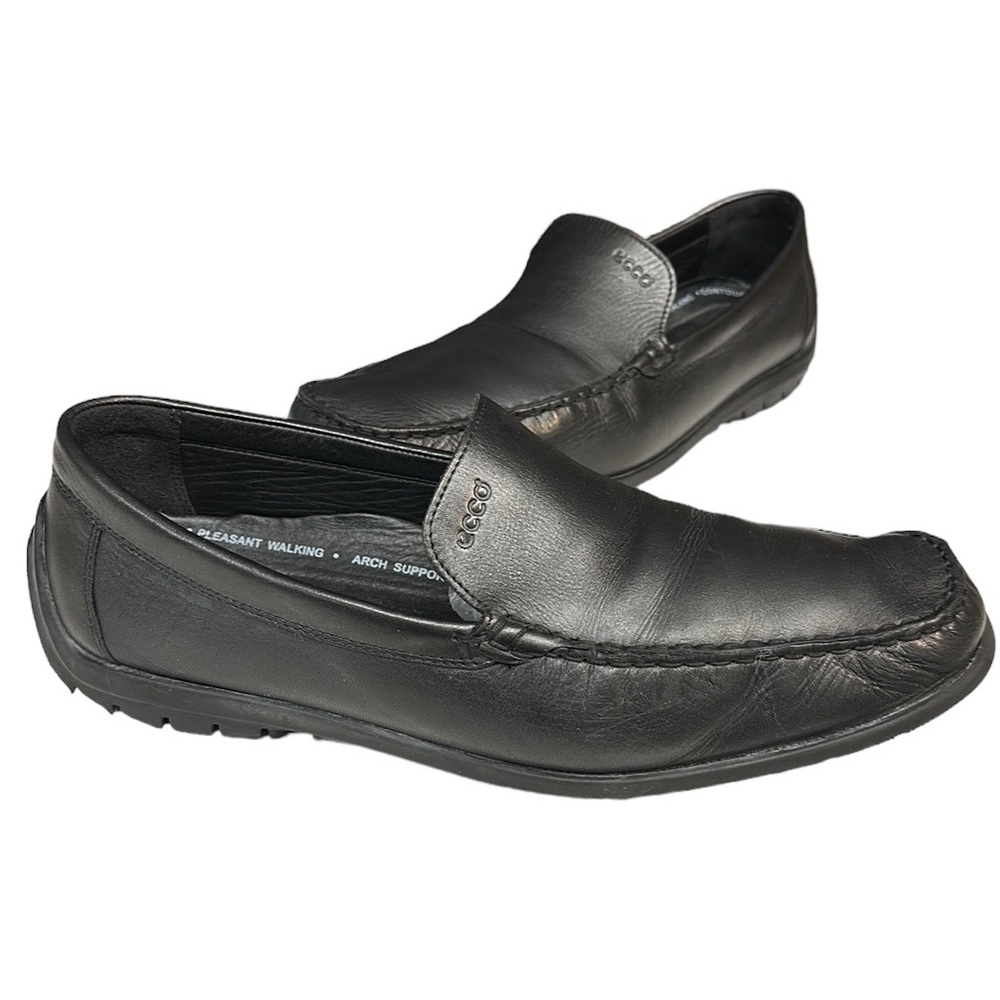 ECCO Black Slip On Driving Racing Loafers Casual Comfort Shoes US 11.5 EU 46 VGC